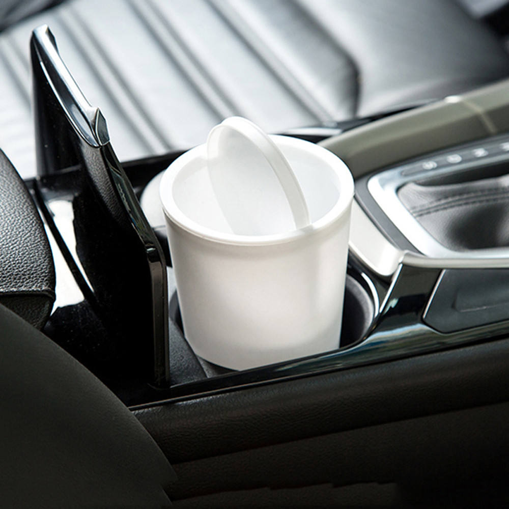 Desktop with Pressure Ring Shake Lid Waste Bin - Small PP Plastic Refuse Bin with Flip Lid for Household, Car, Office, and Mini Garbage Can for Waste Disposal - 2 Pack - Delicate Leather