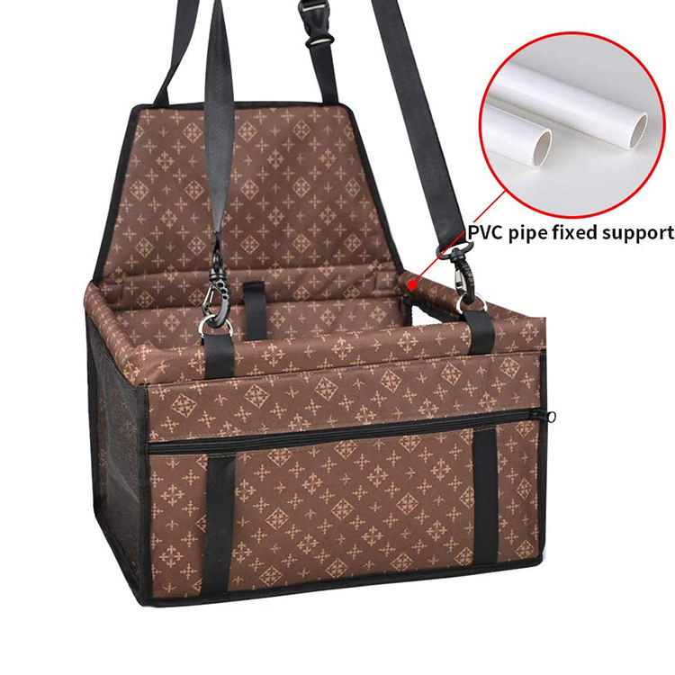 Customized Logo Folding Front Cover Bag Pet Hammock Dog Booster Seat Car Seat - Delicate Leather