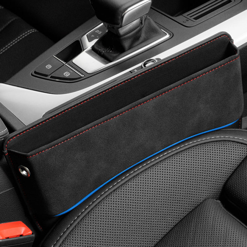Car Seat Gap Filler Organizer, Custom For All Cars, Car Back Seat Cushion Organizer - Seat Gap Filler with USB Fast Charger and Storage Box - Delicate Leather