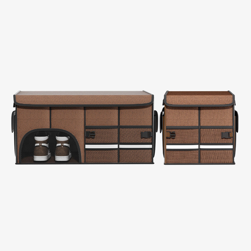 Car Glove Box Organizer Bag - Foldable Car Storage Box Trunk and Seat Organizer - Delicate Leather