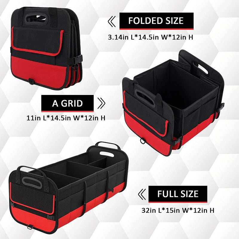 95L Large Collapsible Fortem Cargo Trunk Storage Box - Foldable SUV Car Trunk Organizer - Delicate Leather