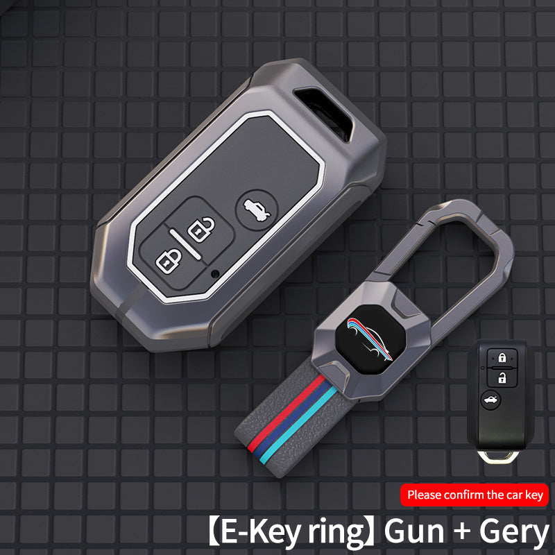 Car Key Case Full Cover Fob - Zinc Alloy Smart Leather Metal Key Cover for Car - Delicate Leather