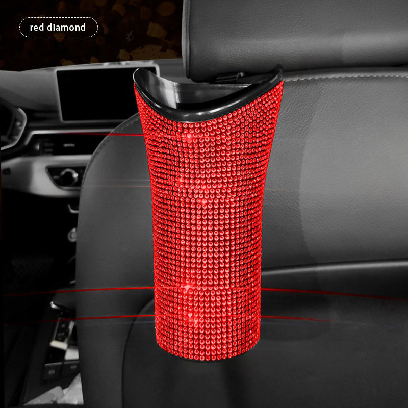 Shining Auto Inside Umbrella Bling Storage Box - Car Seat Back Organizer Cup Holder Garbage Can Umbrella Rack Holder, Car Accessories - Delicate Leather