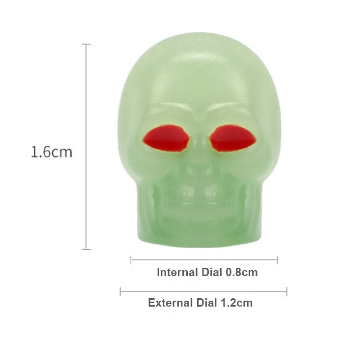Custom Plastic Skull Anti-theft Tire Air Valve Stem Dust Cover - Glow in the Dark - Delicate Leather