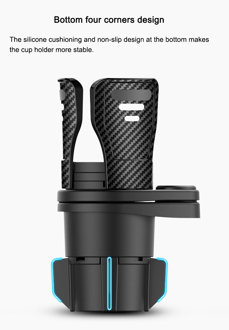 Swivel Base Double Cup Holder - Adjustable 2 in 1 Multifunctional Car Cup Holder, Custom fit for Car - Delicate Leather