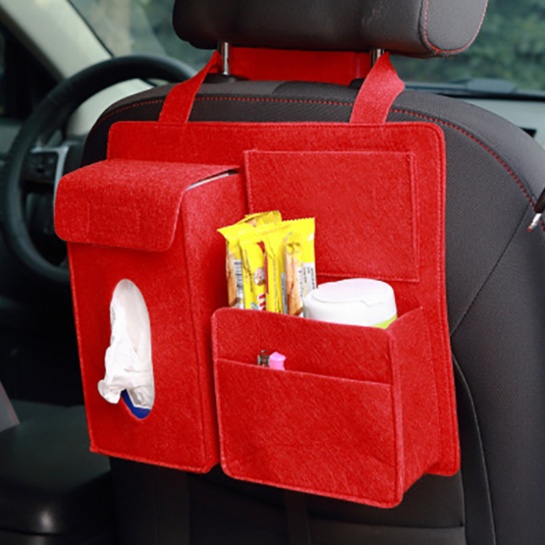 Simple Style Felt Car Back Seat Storage Organizer, Custom Fit For Your Cars - Delicate Leather