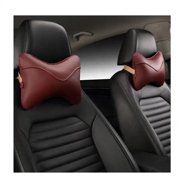 Universal PU Leather Car Headrest Pillow with PP Cotton Filling: Enhance Your Car's Seating Comfort - Delicate Leather