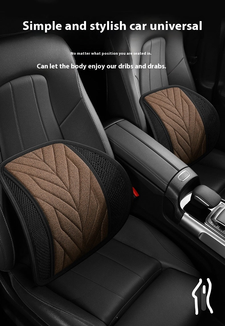 Breathable Backrest Universal Size Car Back Support Seat - 3D Printing Cooling Lumbar Support Mesh - Delicate Leather