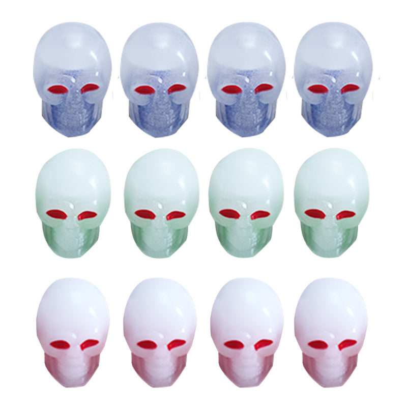 Custom Plastic Skull Anti-theft Tire Air Valve Stem Dust Cover - Glow in the Dark - Delicate Leather