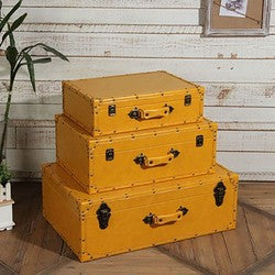 Classic Large Wooden Decorative Storage Trunk Set - 4 Pieces