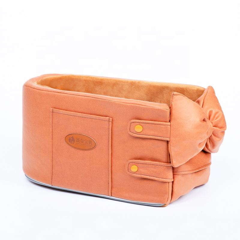 Car Central Control Pet Litter - Cat Car Safety Seat, Four Seasons General Pet Travel Nest - Delicate Leather