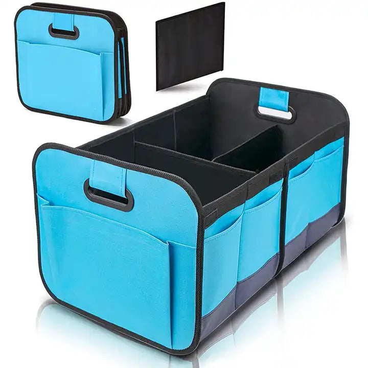Car Trunk Storage Organizer Box, Cargo Organizer SUV Trunk Storage Waterproof Collapsible Durable Multi Compartments - Delicate Leather