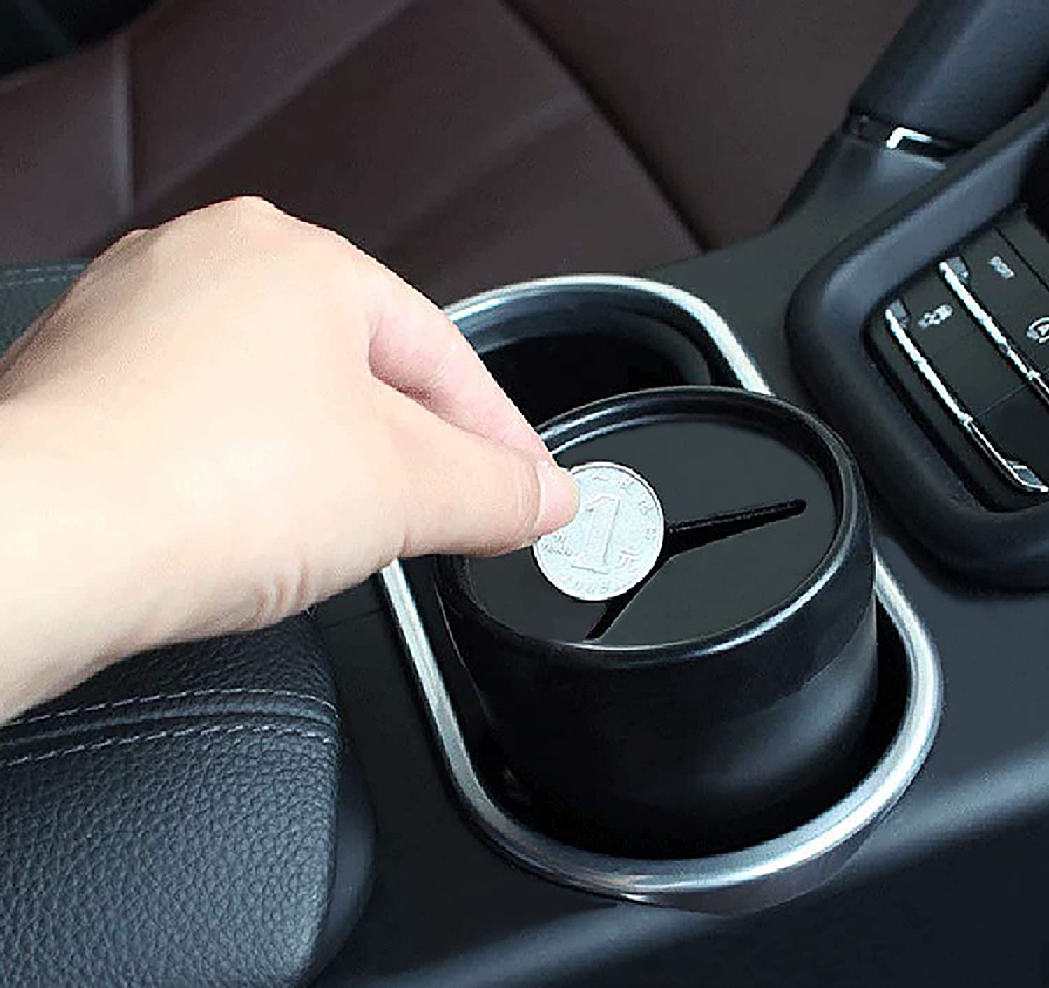 Car Trash Can with Lid Mini Auto Garbage Can - 2 Pack - Delicate Leather