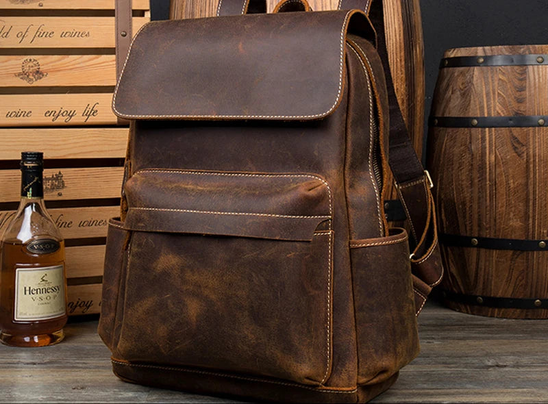 2mm Dark Orange Natural Cow Skin Leather - Crazy Horse Leather