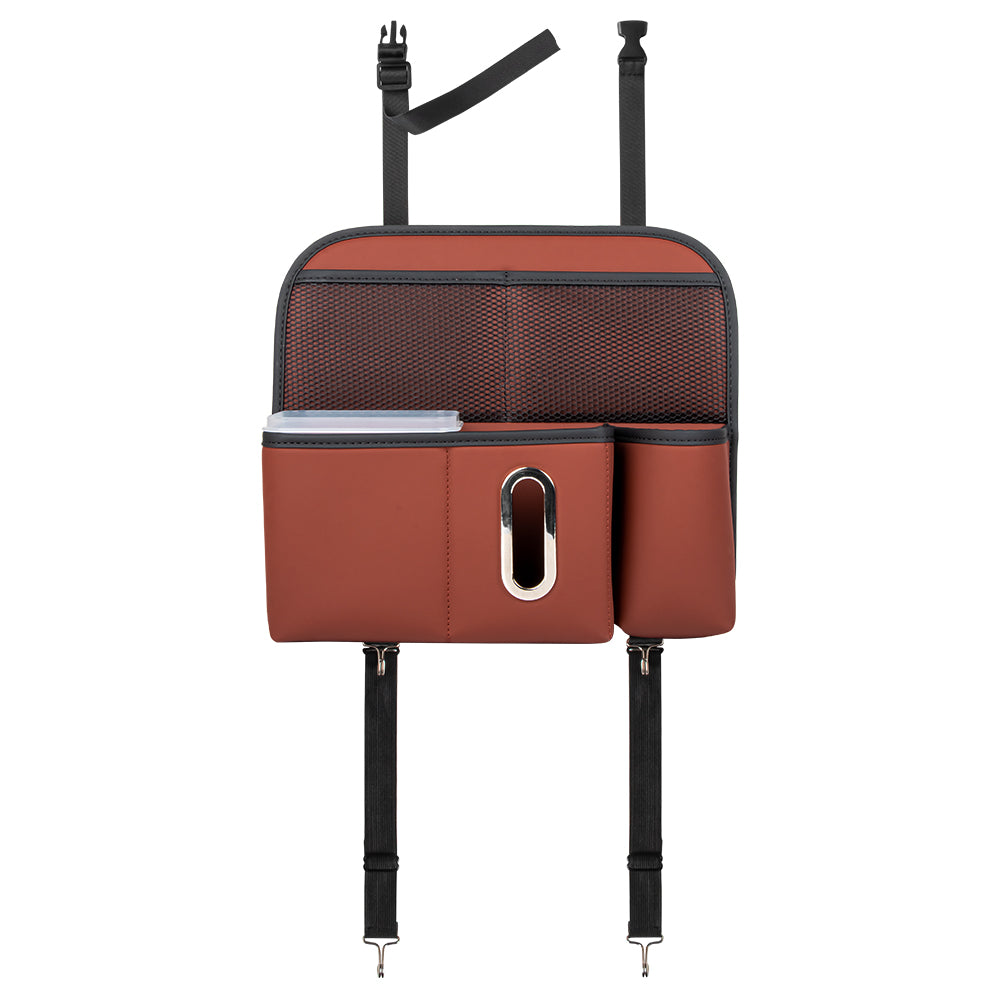 Multifunction Backseat Leather Car Back Seat Bag Organizer With Tablet Holder & 9 Storage Pockets - Delicate Leather
