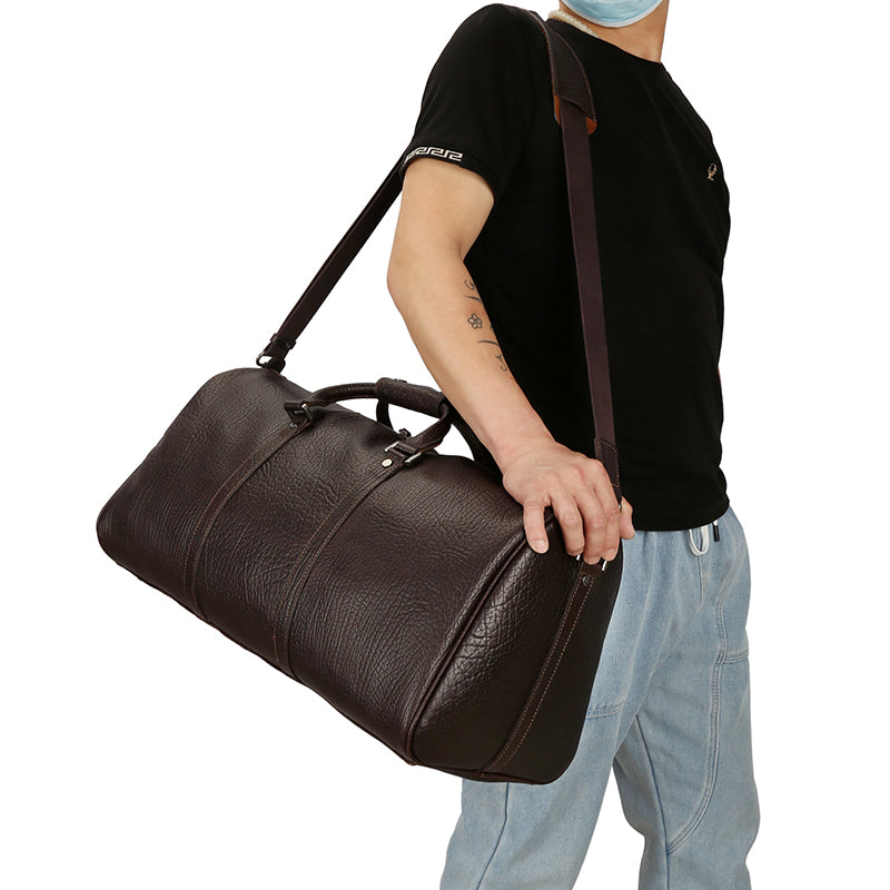 Large Capacity Vintage Men's Real Leather Cowhide Weekender Duffel Bag - Delicate Leather