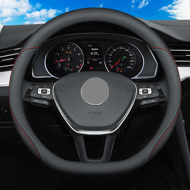 Fashion High Quality Universal PU Leather Car Steering Wheel Cover Anti-Slip Breathable Protector - Delicate Leather