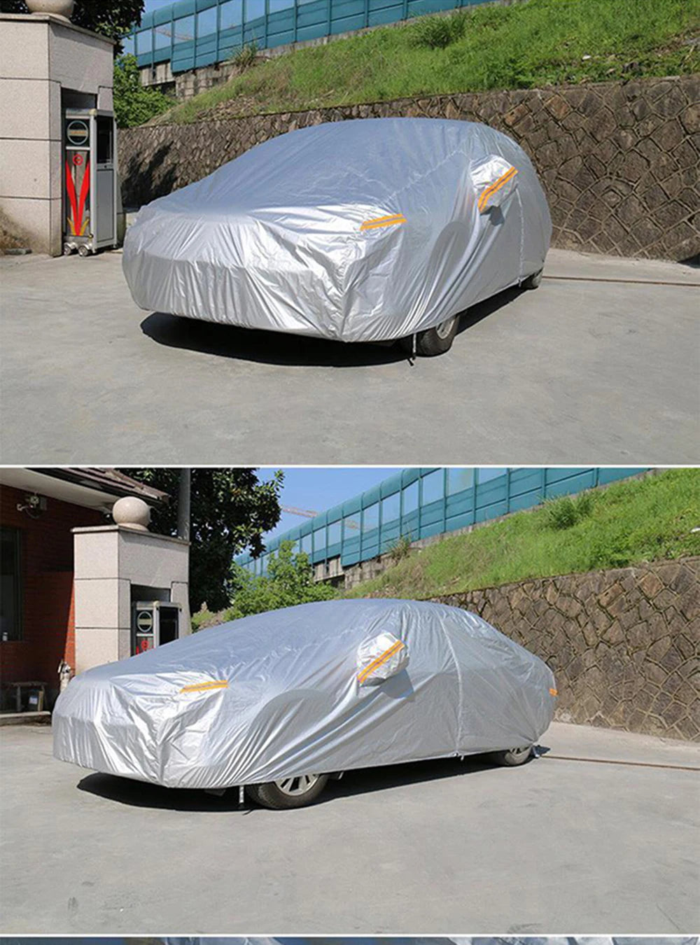 Waterproof Car Covers - Outdoor Sun Protection for Car, Reflector Dust Rain Snow Protection for SUV, Sedan, Hatchback - Delicate Leather