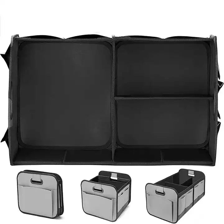Car Trunk Storage Organizer Box, Cargo Organizer SUV Trunk Storage Waterproof Collapsible Durable Multi Compartments - Delicate Leather