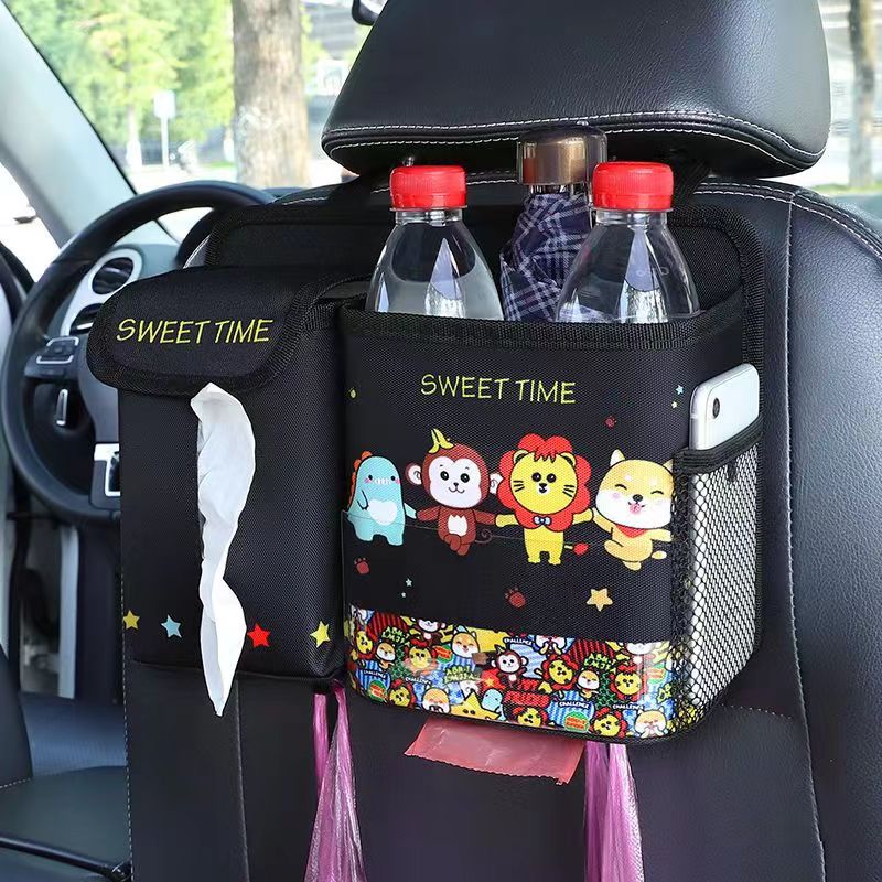 Foldable Cartoon Car Seat Back Ice Bag - Insulated Cooler Storage Hanging Bag with Cooler Bag, Custom Fit For Your Cars - Delicate Leather