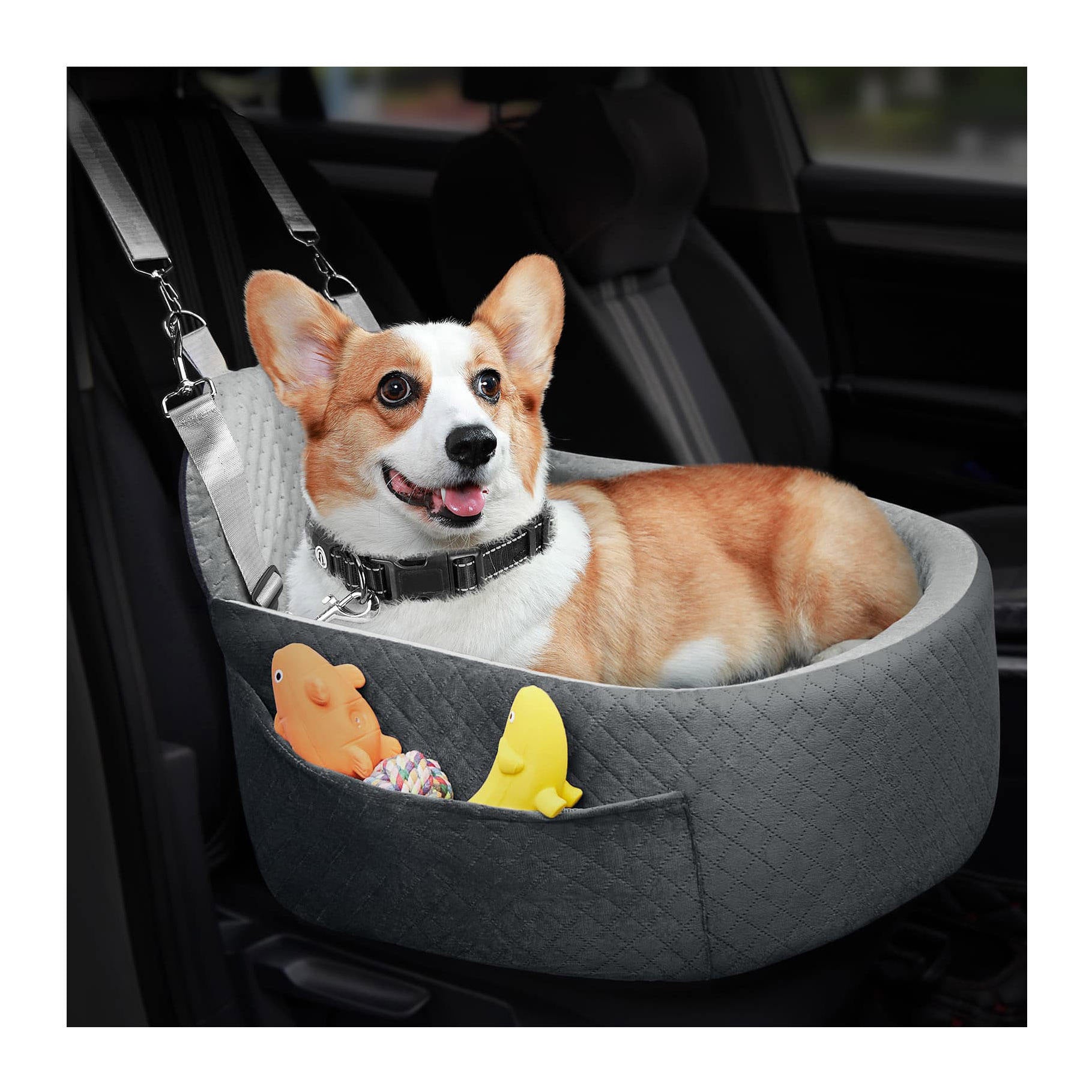 2024 New Version Pet Dog Car Seat Carrier Bed Soft Travel Safe Multipurpose Durable Pet Car Seat - Delicate Leather