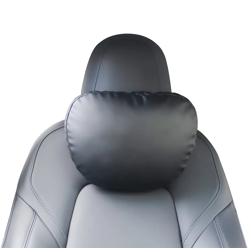 Elevate Your Comfort with the Upgraded Car Headrest Pillow: Set of 2 Leather Car Neck Pillows with Universal Fit in Black - Delicate Leather