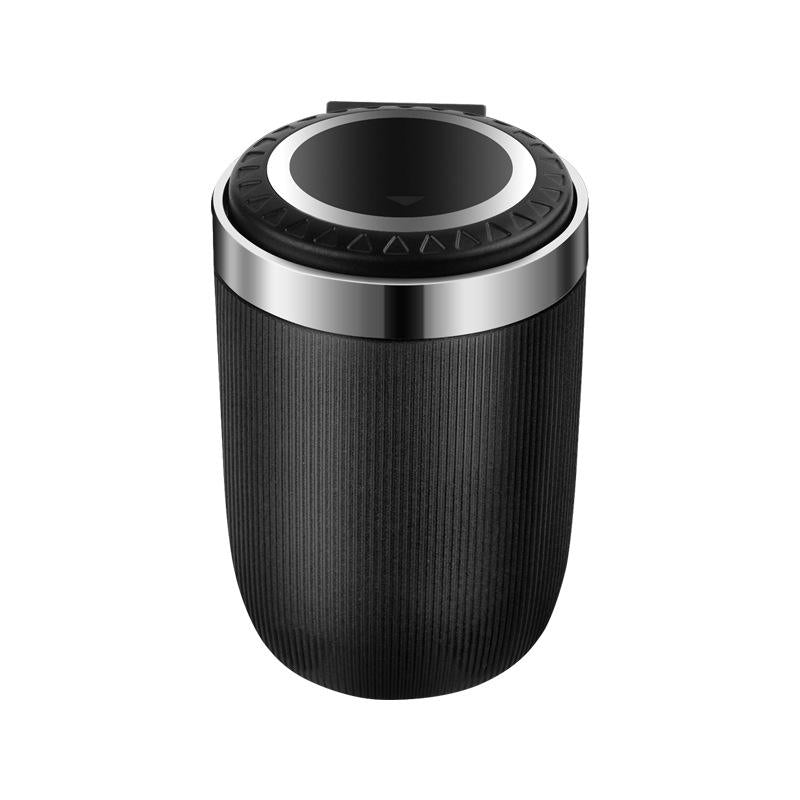 High-Quality Car Ashtray - Cylindrical Smoke Cup Holder with Lid and Metal Lining, 7x7x10 cm - 2 Pack - Delicate Leather