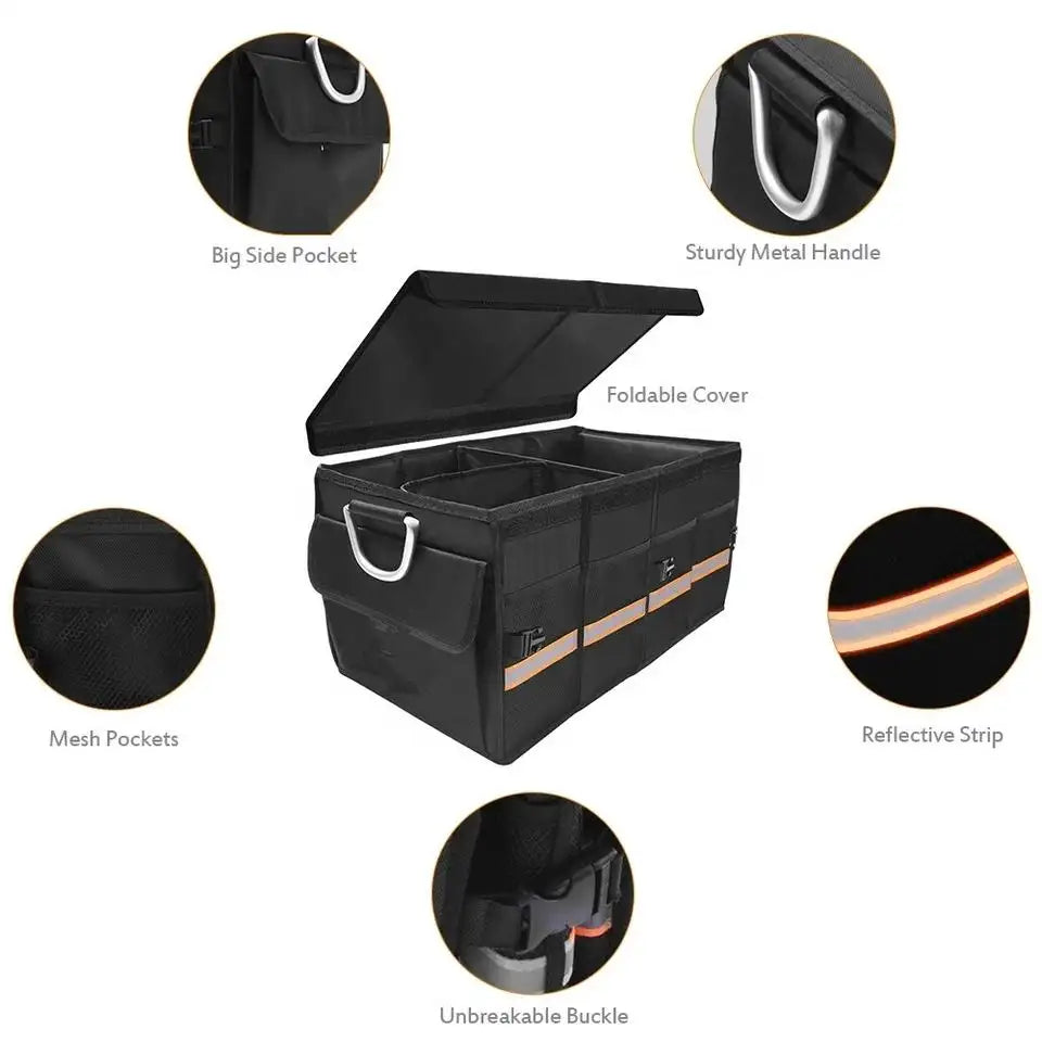 Sturdy Metal-Handled Dandelion Car Trunk Organizer: Durable, High-Quality, and Spaciously Capacious - Delicate Leather