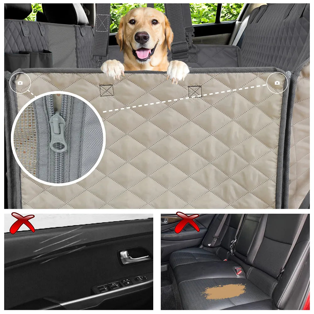 Dog Car Seat Cover Waterproof Pet Travel Dog Carrier Hammock Car Rear Back Seat Protector Mat Safety Carrier For Dogs - Delicate Leather