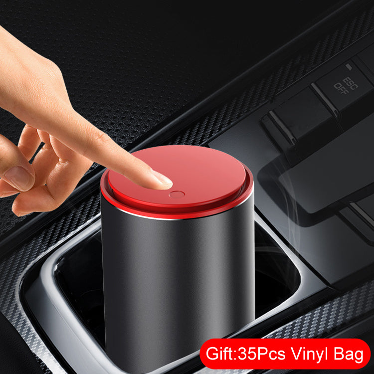Durable Alloy Aluminum Portable Auto Trash Can - Car Rubbish Bin with Vinyl Plastic Bag, Car Accessories - Delicate Leather