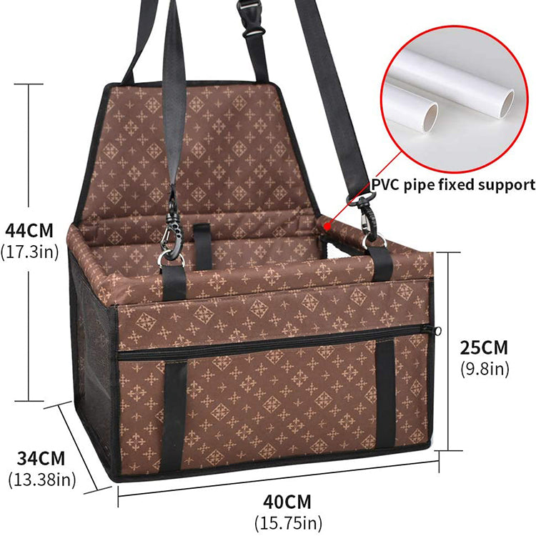 Customized Logo Folding Front Cover Bag Pet Hammock Dog Booster Seat Car Seat - Delicate Leather