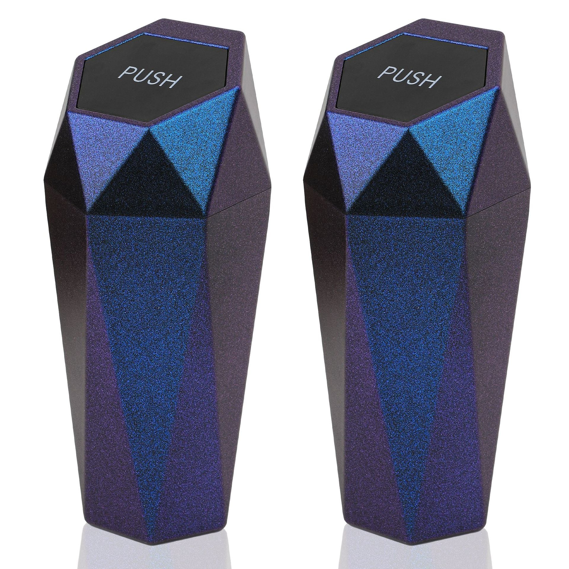 Custom Logo Plastic Bin Trash Containers for Cars - 2 Pack - Delicate Leather