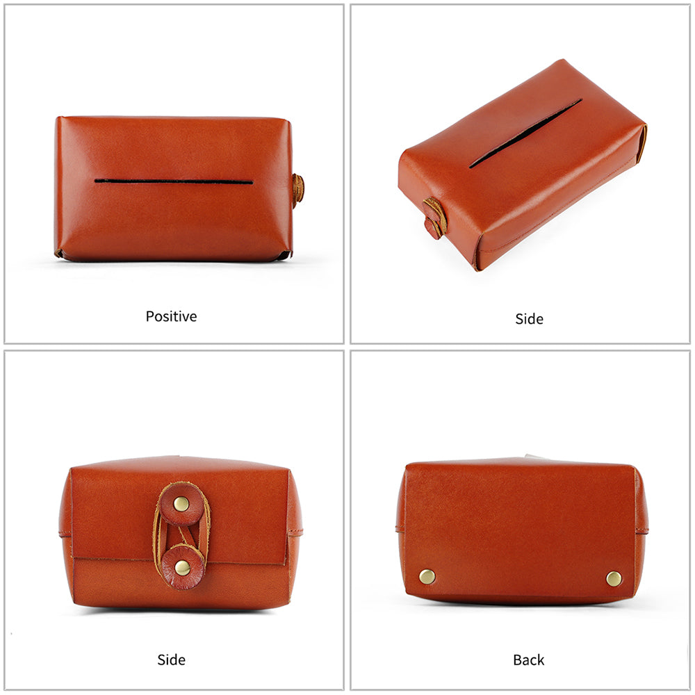 Vintage Genuine Leather Tissue Holder Case | Elegant Leather Tissue Box Storage