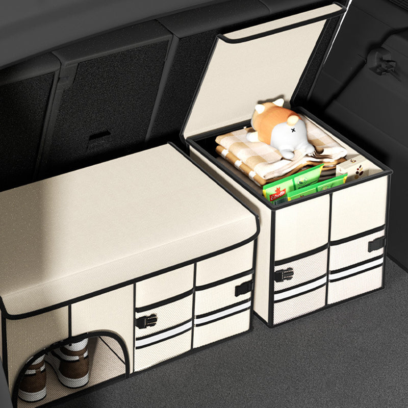 Car Glove Box Organizer Bag - Foldable Car Storage Box Trunk and Seat Organizer - Delicate Leather