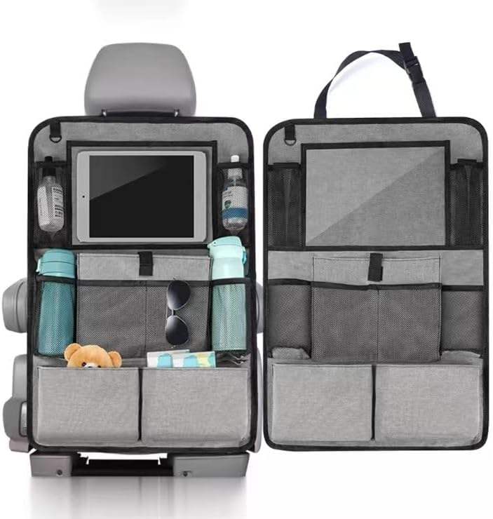 Backseat Car Organizer 2 Pack - Multifunctional Hanging Car Seat Storage with Tablet Holder, Custom Fit For Your Cars, Car Accessories - Delicate Leather