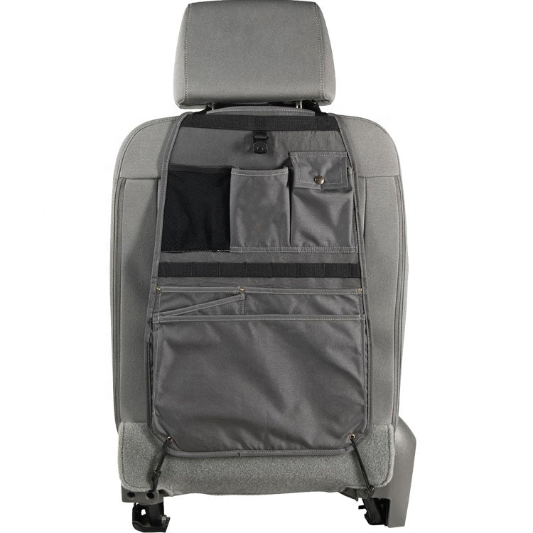 Car Backseat Organizer with Tablet Holder, Storage Pockets, and Food Tray - Car Seat Back Protector, Custom Fit For Your Cars, Car Accessories - Delicate Leather