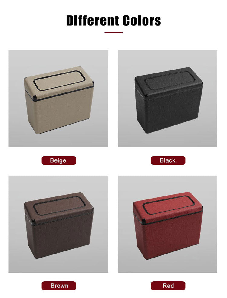 Car Trash Bin Waterproof Portable Garbage Can with Lid, Fit with all car, Mini Car Accessories with Lid and Trash Bag, Cute Car Organizer Bin, Small Garbage Can for Storage and Organization - Delicate Leather