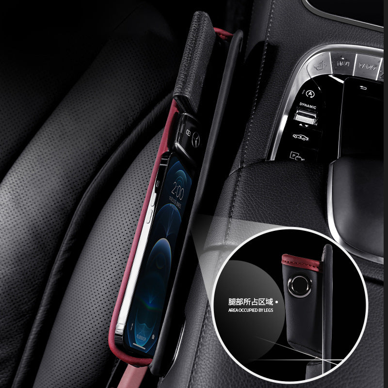 Car Seat Gap Filler Organizer, Custom For All Cars, Multifunctional PU Leather Seat Gap Storage Bag - Car Seat Gap Filler with Phone and Cup Holder - Delicate Leather