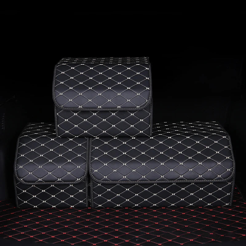 Foldable and Detachable High-Quality Car Trunk Organizer - Delicate Leather