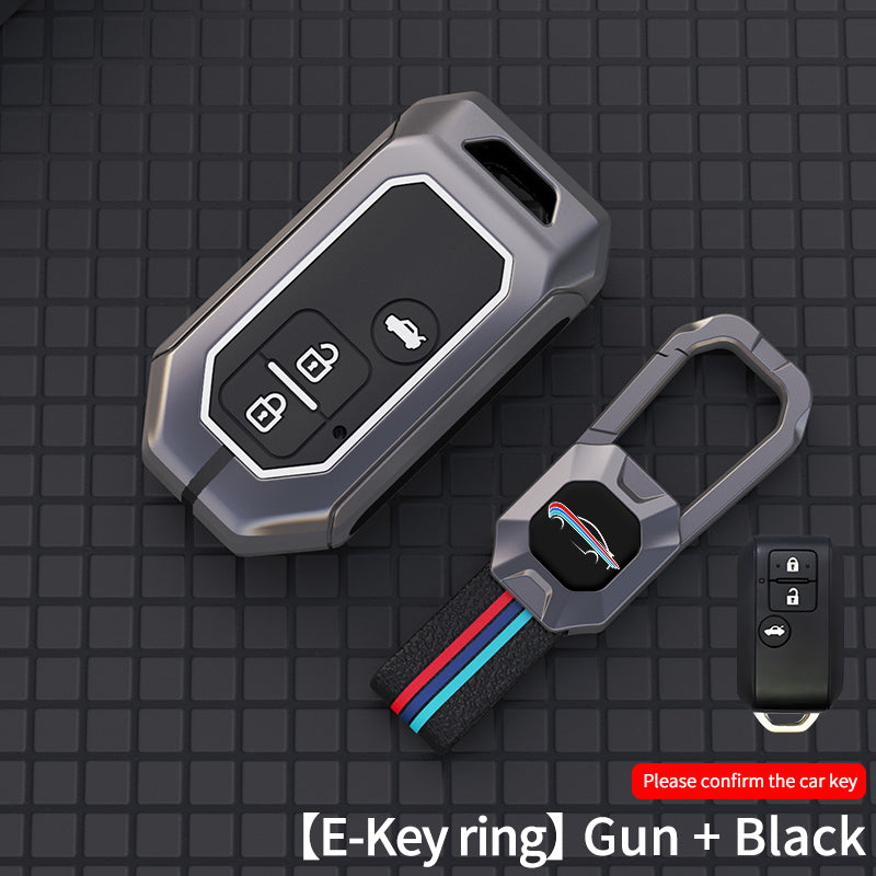 Car Key Case Full Cover Fob - Zinc Alloy Smart Leather Metal Key Cover for Car - Delicate Leather