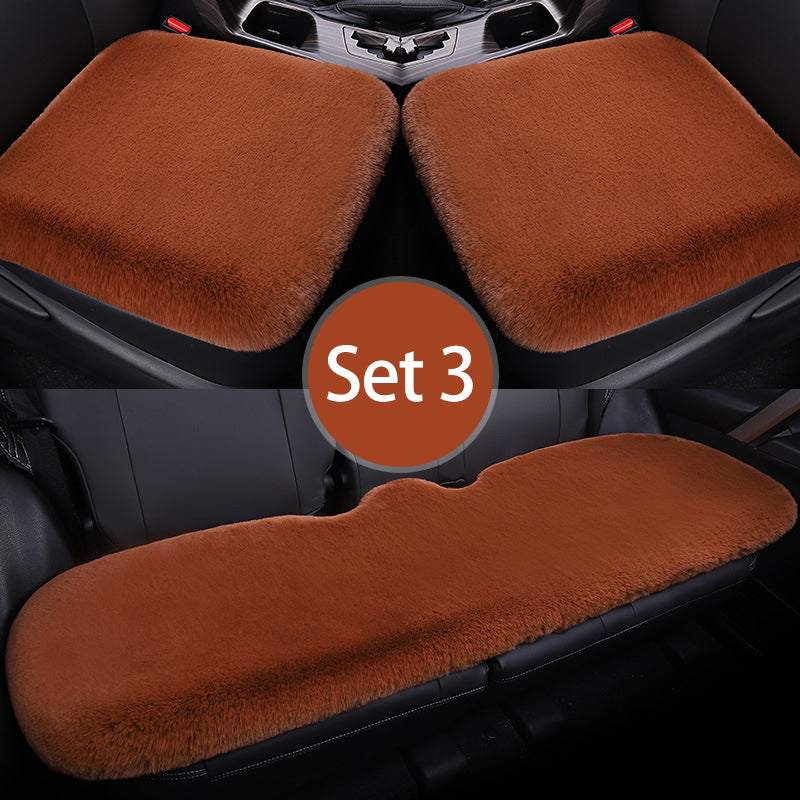 Luxury 9-Piece Set Fur Car Seat Cover Cushion with Neck Pillow for Winter - Delicate Leather