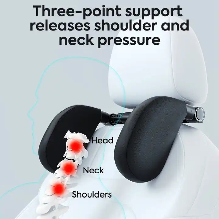 High-Quality Adjustable Dual-Sided Sleeping Cushion for Head and Neck Support - Car Pillow Seat Headrest - Delicate Leather