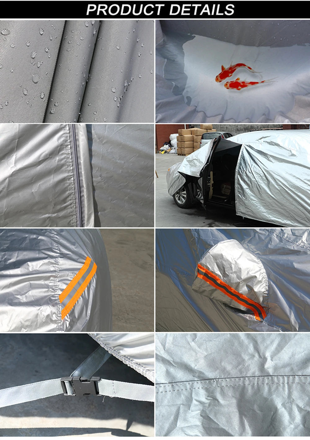 Waterproof Car Covers - Outdoor Sun Protection for Car, Reflector Dust Rain Snow Protection for SUV, Sedan, Hatchback
