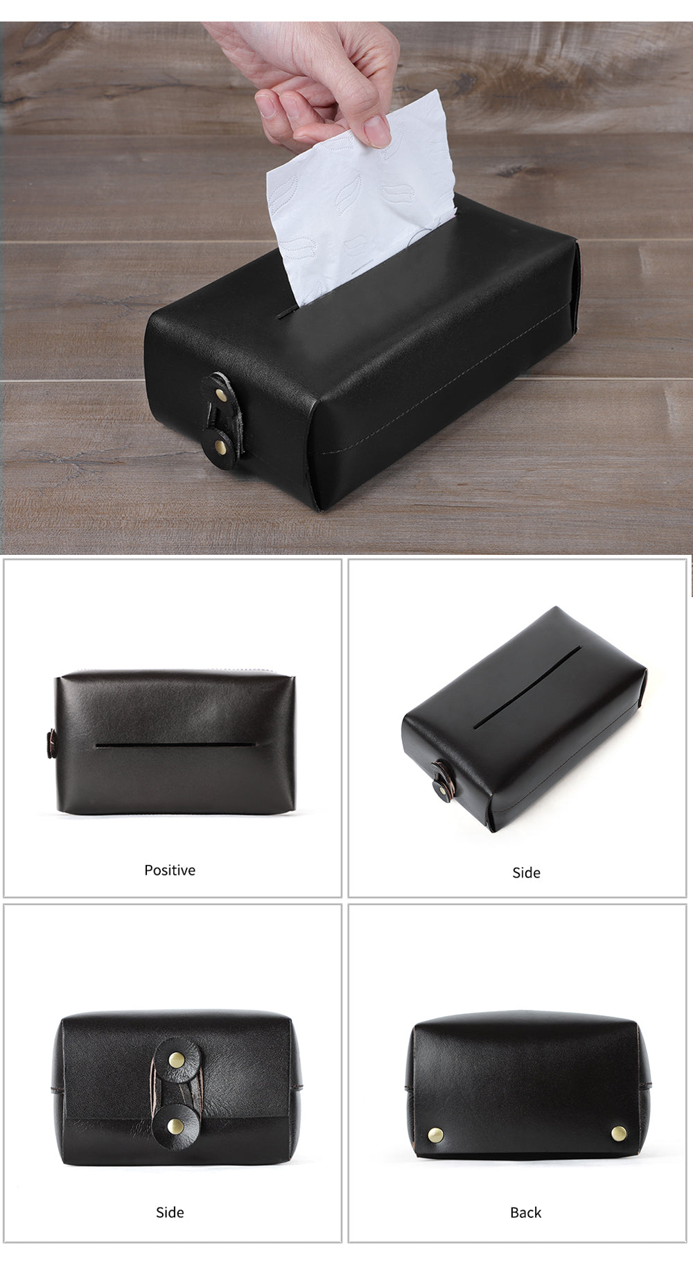 Vintage Genuine Leather Tissue Holder Case | Elegant Leather Tissue Box Storage