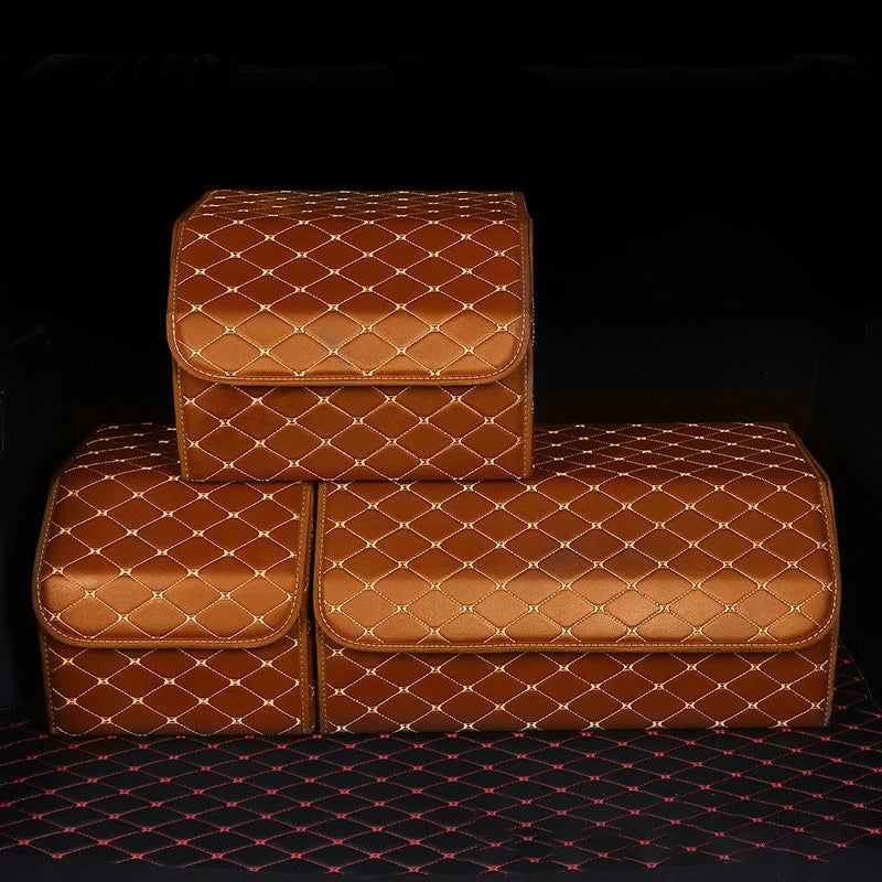 Foldable and Detachable High-Quality Car Trunk Organizer - Delicate Leather