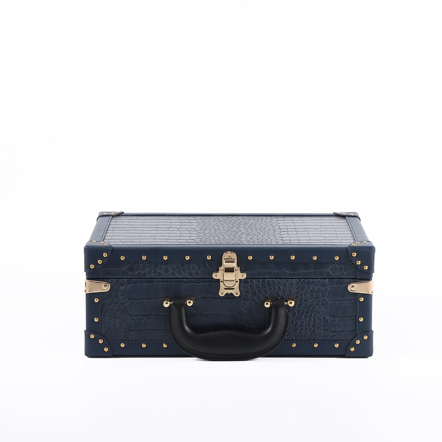 13-Inch Classic Vintage Style Mini Luggage Travel Suitcase - Crocodile Grain PU Leather Trunk