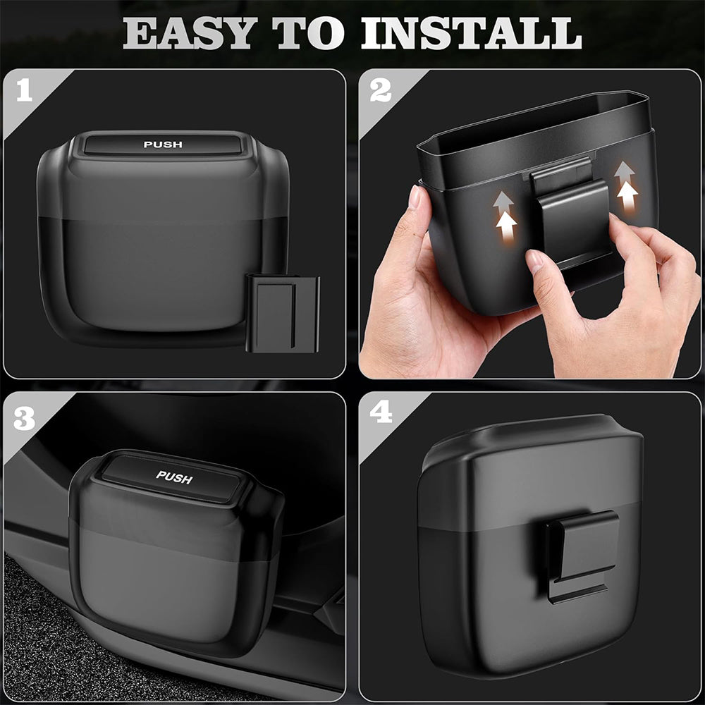Waterproof Portable Car Door Trash Can - Auto Dustbin Garbage Box with Lid and Rubbish Bag - Delicate Leather