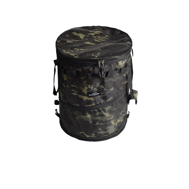 Portable Sundries Laundry Basket - Garden Yard Rubbish Bag and Outdoor Folding Trash Can - Delicate Leather