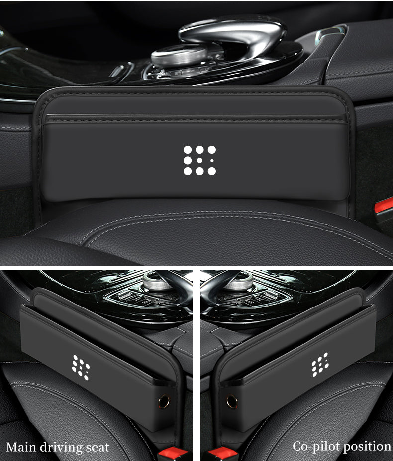 Delicate Leather Car Seat Gap Filler Organizer, Custom Fir For Your Cars, PU Leather Car Organizer Bag - Back Seat Organizer & Side Gap Filler with Storage Box - Delicate Leather