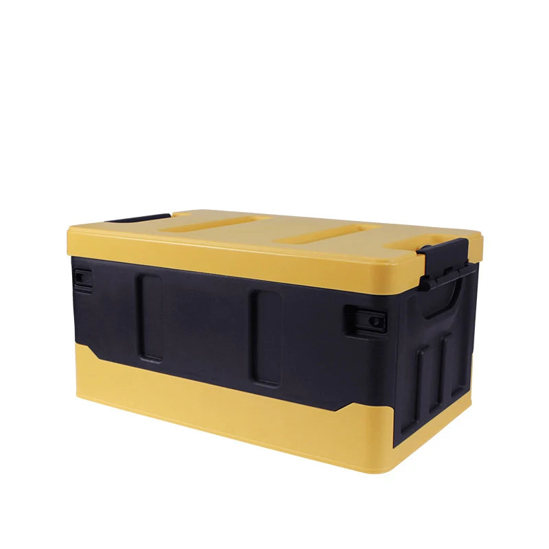 Delicate Leather Foldable Trunk Organizer with Durable Yellow-Brown PP Material and Hard Backseat Protection - Delicate Leather